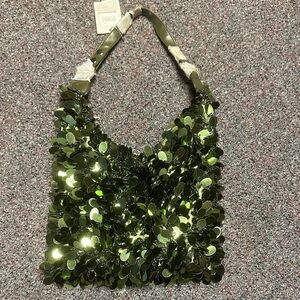 Vintage Y2K sequin olive green purse. NWT